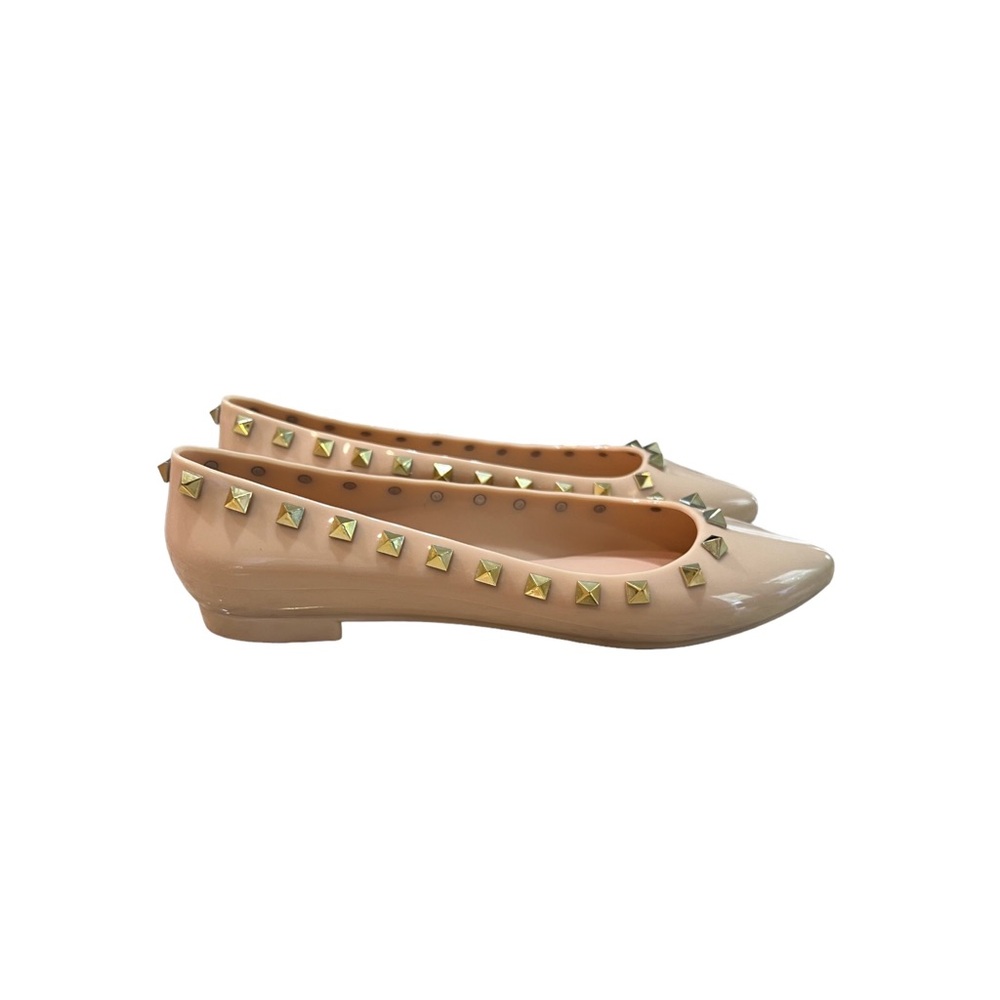 Victoria Adames Jelly Beige Shoes Flats Studs Nude Chelsea Sz 6 NIB